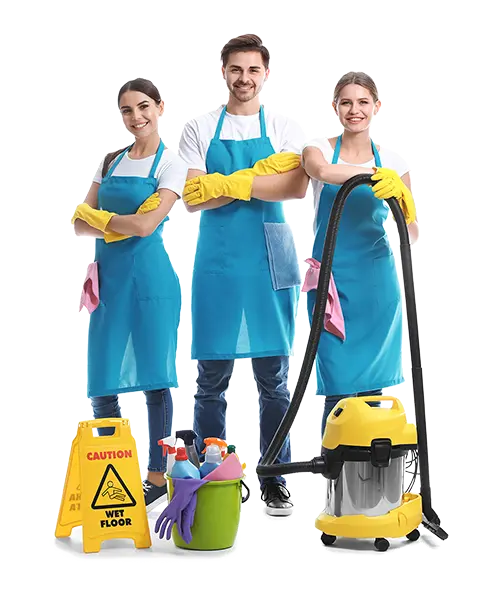 Team von Hausmeistern auf weißem Hintergrund